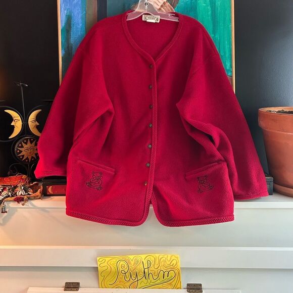 Vintage Y2K Transit Red Women's Cardigan Sweater Size L - Picture 2 of 16